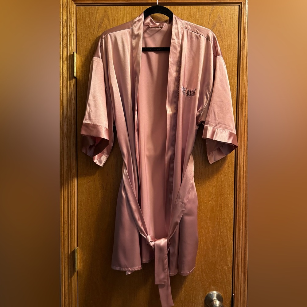 Women’s Satin Sonya Dakar Short Silky Shiny Robe.